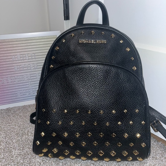 Michael Kors Abbey Medium Studded Pebbled Leather Backpack - Picture 3 of 9